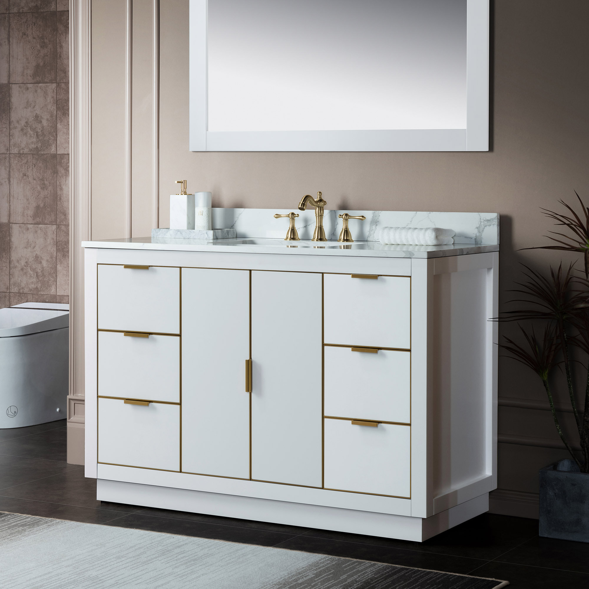WoodBridge Venice 48"x21"x33" Solid Wood Bath Vanities and Vanity Top ...